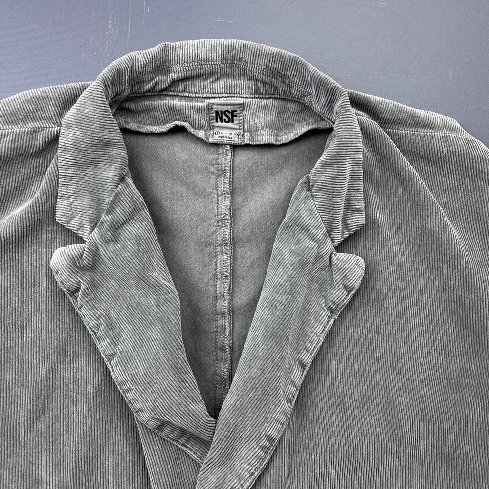 NSF Corduroy Blazer Jacket Women's Small Gray Relaxed Classic Western Casual Y2K - Picture 2 of 14